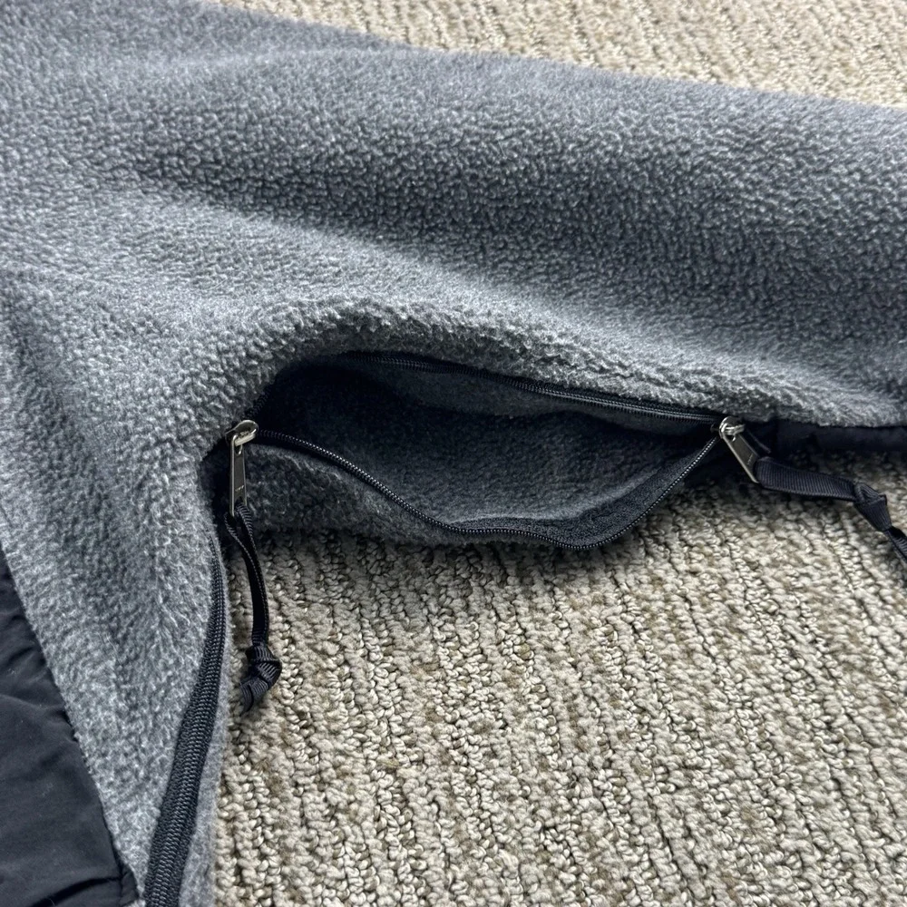 VTG The North Face Mens M Denali Jacket Full Zip Fleece Grey Black 2000s Y2K